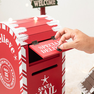 Décoration de Noël festive : Boîte aux <span class=keywords><strong>lettres</strong></span> rustique en <span class=keywords><strong>bois</strong></span> <span class=keywords><strong>à</strong></span> suspendre pour fenêtre, porche ou scène de vacances - Product Image 5