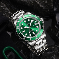 Montre automatique GUIHUA, cristal saphir, étanche 5 ATM, lunette verte, aiguilles lumineuses, luxe professionnel, personnalisable, moins de 110