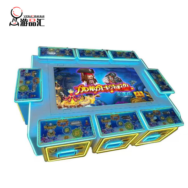 Hot Sale Customizable Gaming Fish Coin Operated Arcade Hunter Fish Table 8 Player Skill Coin Pusher US Plug