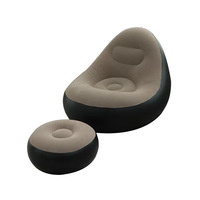 2026 Fauteuil inclinable gonflable individuel moderne avec dossier, en PVC floqué, style pouf, canapé de relaxation, pliable, avec rangement et pompe à pied