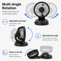 Mini ventilateur de bureau alimenté par USB, silencieux, portable, réglable, avec base stable, rotation multi-angles, pour voiture, maison, bureau
