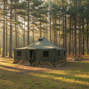 New Best Rip Stop Canvas <strong>Tent</strong> Army-green One Bedroom for 10 Person Waterproof Outdoor Camp Tente - Product Image 2