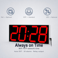 Horloge murale numérique LED WS-604S, horloge synchronisée sur le réseau WiFi NTP, 4 chiffres rouge et blanc pour bureau, école, hôpital, clinique