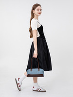 Sac à bandoulière Boston en jean vintage avec patchwork en cuir, grande capacité, décontracté, pour l'été, pour femme