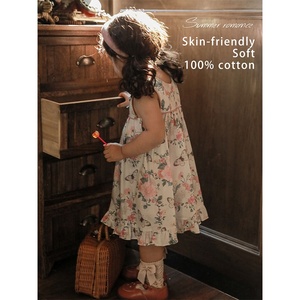 Personalizzato di alta qualità 100% cotone bambini modello estivo <span class=keywords><strong>vestito</strong></span> fiori abito senza maniche bambine abiti floreali - Product Image 3