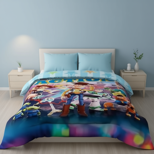 Ensemble de housse de couette Pro Cartoon 190x212 cm en microfibre réversible, literie toutes saisons pour enfants, usage domestique - Product Image 2