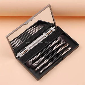 <span class=keywords><strong>Precio</strong></span> de fábrica Sombra de <span class=keywords><strong>ojos</strong></span> profesional Delineador de <span class=keywords><strong>ojos</strong></span> Juego de <span class=keywords><strong>brochas</strong></span> de maquillaje 4PCS Negro Doble cabeza Mango de aluminio Cepillos Espejo Labio Colorete - Product Image 2