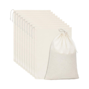 Natural color muslin bags cloth cotton drawstring bag