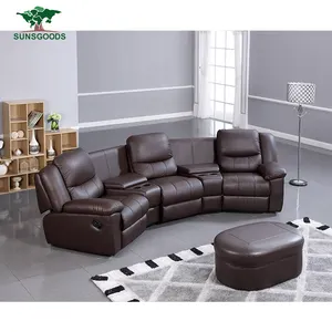 Modern Home Cinema Theatre Black Leather 3 Seater Recliner Sofa Upholstered Comfortable Living Room Recliner