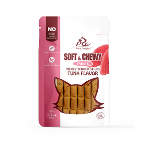 Pal's Delight Brand 50 g/sac de friandises pour chats sans grains à haute teneur en protéines CatSnack Friandises douces à mâcher Bâtonnets tendres charnus Saveur de thon 10CT - Product Image 1