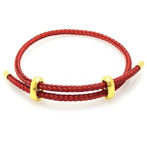 Red And Black Braided Rope <b>Bracelet</b> 3Mm <b>Adjustable</b> Gold Beaded Couple Jewelry Unisex Gift - Product Image 2