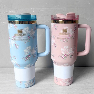 Trong kho 28 màu sắc RTS 40oz giá rẻ Cốc cách nhiệt cup với xử lý bán buôn số lượng lớn thép không gỉ thăng hoa Tumbler với rơm - Product Image 1