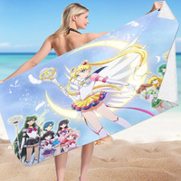 Hot-selling Cute Girl Cotton Summer Beach Towels Ultra-fine Fiber Cartoon Anime Sand Quick-drying Bath Towels