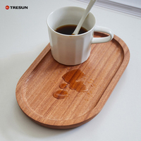 Plateau de service décoratif ovale en bois d'acacia, hêtre et noyer pour café, thé, fruits, aliments et desserts – Offre Spéciale
