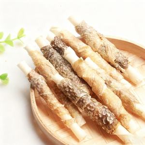 OEM hizmeti evcil hayvan ödül maması toplu balık cilt köpek maması köpek çiğnemek davranır balık cilt Wrap ağartılmış Rawhide sopa köpek besleme - Product Image 5