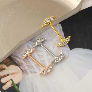 Piercings de pezón 14G de acero quirúrgico con tornillo, tipo barbell, para lengua, con colgante recto de corazón de circonita cúbica - Product Image 5
