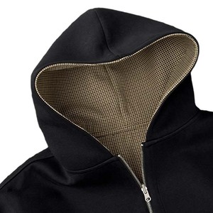 Finch May <span class=keywords><strong>2025</strong></span> Thiết Kế Người Đàn Ông Của kẻ sọc Boxy Zip up Drop Vai Dây Kéo Áo Khoác Nặng In 500gsm Có Thể Đảo Ngược Áo - Product Image 3