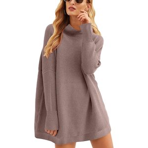 FOXA Women Oversized <b>Turtleneck</b> <b>Sweater</b> Dress Long Sleeve Loose Knit Casual Autumn Outfit Full Sleeve Anti Pilling - Product Image 1