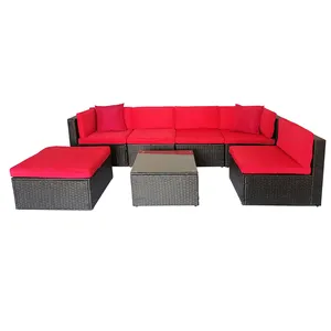 Factory Hot Sale Garden Leisure Steel Rattan Wholesale Retailer Sectional Outdoor Furniture Material Wicker Sofa set