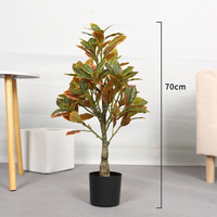 Arbre de Banyan Artificiel Haut de Gamme en Plastique et Soie Écologiques avec Effet de Paillettes Dorées pour Décoration Intérieure/Extérieure