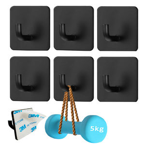 מתלה מקלחת מודרני, חזק במיוחד, עשוי נירוסטה + סגסוגת אבץ, עם 4 ווים, להתקנה על הקיר ללא סימנים, עם דבק חזק. - Product Image 6