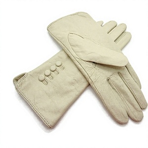 Guantes de Cuero Beige para Mujer, Largos hasta la Muñeca, Estilo Sencillo, Sin Forro, Transpirables, para Uso Diario Informal, Primavera y Otoño - Product Image 5