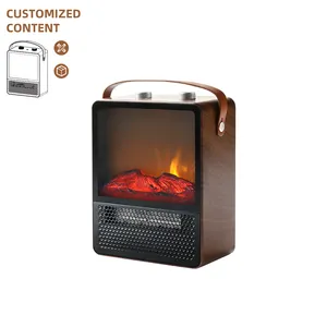 Fast Heating Small Indoor Portable Freestanding Mini Space Heater Electric Stove Fire Place Fireplace With Power Indicator Light