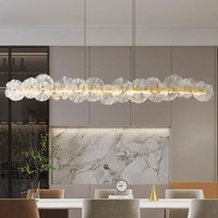 Lampu Gantung Kristal Modern Minimalis Bentuk Bunga, Lampu LED Hotel Restoran Bar Mewah, Tinggi Dapat Disesuaikan