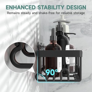 Estante de baño de doble nivel para montar en la pared, caja de almacenamiento de artículos de tocador de acero inoxidable resistente al agua, diseño antirust, sin perforaciones - Product Image 2