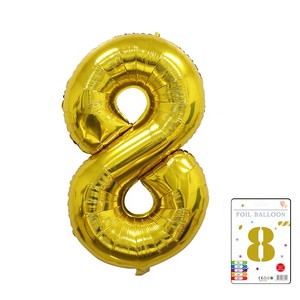 Chất Lượng Cao Thẻ Giấy Thiết Lập Cá Nhân Bán Gói Màu Vàng 32 Inch Số Lá Mylar Bóng Chữ Số Hình Trang Trí Globos - Product Image 5