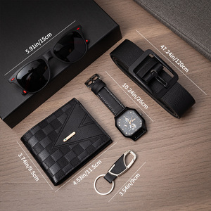 Men's <b>Watch</b> <b>Set</b> With Leather Strap Sunglasses Wallet Gift Box Father's Day Business Gift - Product Image 2