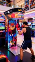 Máquina recreativa electrónica de boxeo para interiores, operada con monedas, de material metálico, con USB, para hablantes de inglés, japonés y español, con 1 año de garantía.
