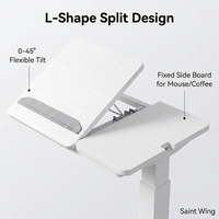 Mesa de Noche Compacta Ahorradora de Espacio, Escritorio Lateral Inteligente Eléctrico Ajustable para Apartamentos Pequeños, Estudios, Dormitorios, Base en T Móvil