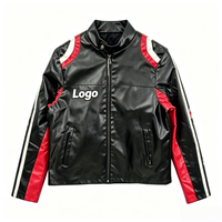 Blouson de course en similicuir PU pour homme, col montant, fermeture éclair, empiècements contrastants, impression personnalisée, vente en gros