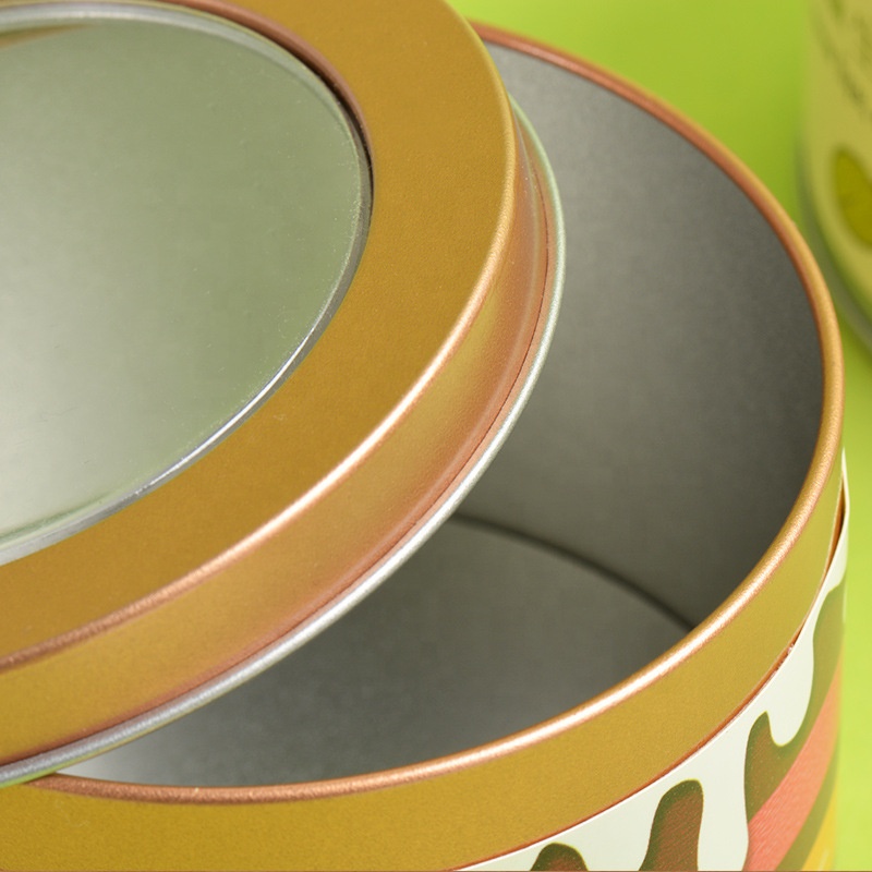 round tin can with lid for cake