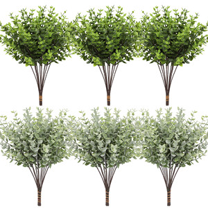 Feuilles d'eucalyptus artificielles Guanyi en plastique vert, pour décoration de mariage, maison et extérieur, branche unique moulée par injection - Product Image 2