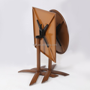 Venta al por mayor de madera de aspecto de aluminio redondo cafetería bar mesa de cóctel - Product Image 4