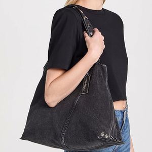 Women's Custom DIY Denim Tote <b>Bags</b> Open Top with Embroidery & <b>Studs</b> Durable Shoulder <b>Bag</b> for Travel/Beach/Spring/Summer/Autumn - Product Image 5