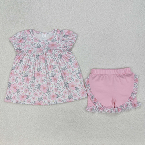 Conjunto de Ropa de Verano para Niñas, Top Túnica con Lazos Rosas y Pantalones Cortos - Product Image 2