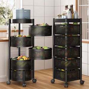 キッチン回転収納棚ラック多層回転フルーツ収納棚ラックホームポットスタンド折りたたみ式金属棚ラック - Product Image 4