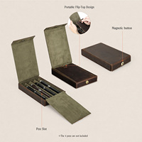 Étui rigide en cuir véritable pour 4 stylos plume, organisateur pliable, cadeau d'affaires, fournitures de bureau CF9115 (MOQ 1)