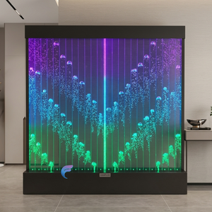 Panneau moderne en acrylique à bulles d'eau avec lumières LED à changement de couleur, structure à cadre fixe translucide, design vie marine - Product Image 1
