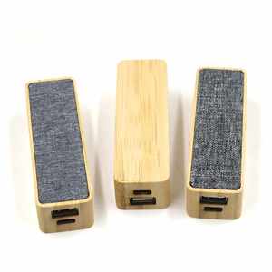 Banque d'alimentation moderne avec gravure de logo OEM, en bambou et lin, respectueuse de l'environnement, chargeur mobile 2600 mAh, cadeau d'affaires - Product Image 2