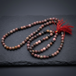 Chapelet de prière bouddhiste en agate de cristal, 108 perles, fait main, pierres précieuses sculptées, pompon rouge, forme circulaire polie, Feng - Product Image 2