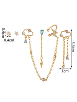 Ensemble de boucles d'oreilles ZUOLA plaqué or véritable 18 carats pour femme, bijoux éclair nuage en zircon 5A, boucles d'oreilles à chaîne en argent 925, ensemble de manchettes d'oreille