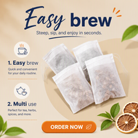 Sachets de thé vides en non-tissé de qualité alimentaire, avec cordon de serrage, pour thé en vrac, thé aux herbes, filtre à café – Vente directe usine
