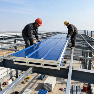 Ignifuge isolé <span class=keywords><strong>et</strong></span> WATERPOOF 100mm Pir Polyuréthane EPS Façade Congélateur Panneaux sandwich en métal insonorisés pour le stockage à froid - Product Image 1