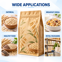 Sachet personnalisé en papier kraft sans fenêtre, scellé sur huit côtés, avec fermeture éclair, pour l'avoine, destiné à la vente au détail et en gros