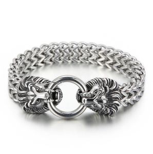 Cool Big Heavy Mens Lion Crâne Loup Tête Verrouillage Bracelets En Acier Inoxydable Biker <span class=keywords><strong>Bijoux</strong></span> - Product Image 6