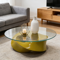 Table basse d'extérieur moderne en fibre de verre, table de salon/à thé de luxe pour salon, patio, jardin, cour, magasin, mobilier commercial